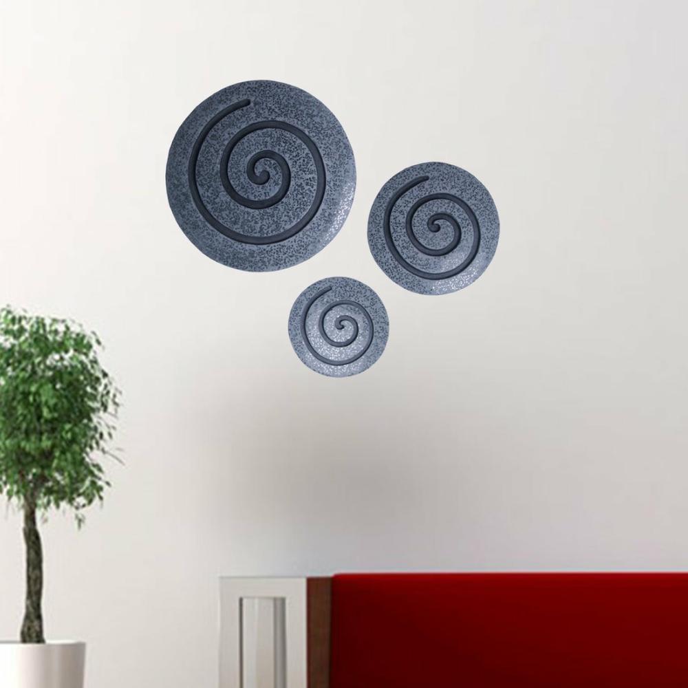 14″ Gray Round Modern Spiral Wall Art