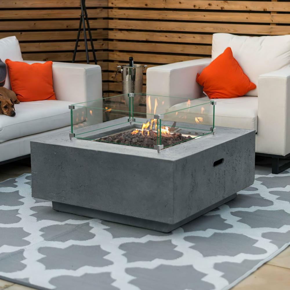 20″ Square Glass Fire Pit Flame Guard