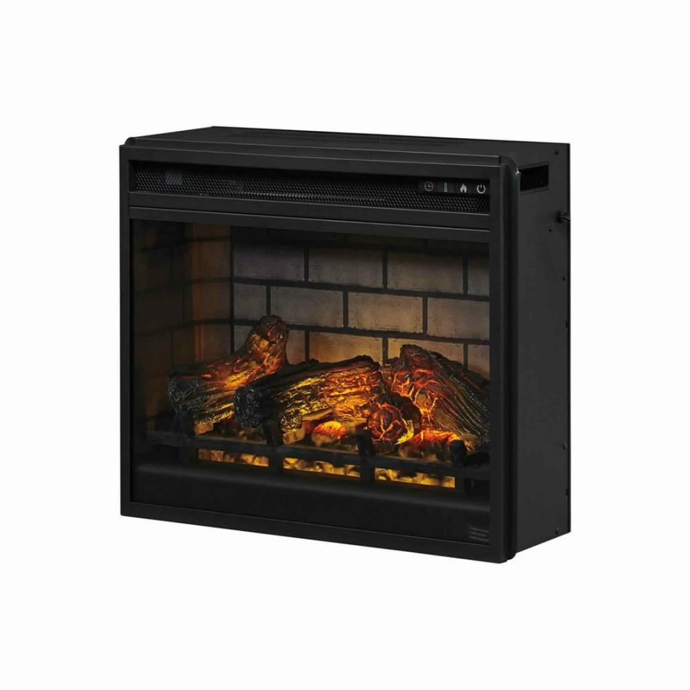 23.75 Inch Metal Fireplace Inset With 7 Level Temperature Setting Black