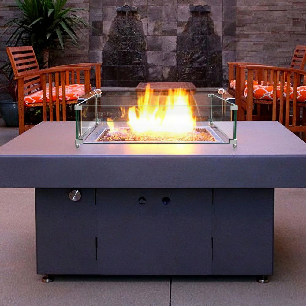 24″ Square Glass Fire Pit Flame Guard