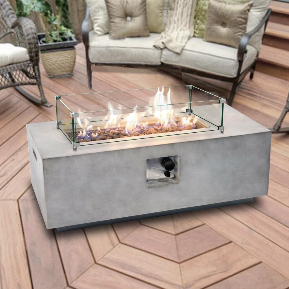 30″ Rectangular Glass Fire Pit Flame Protector