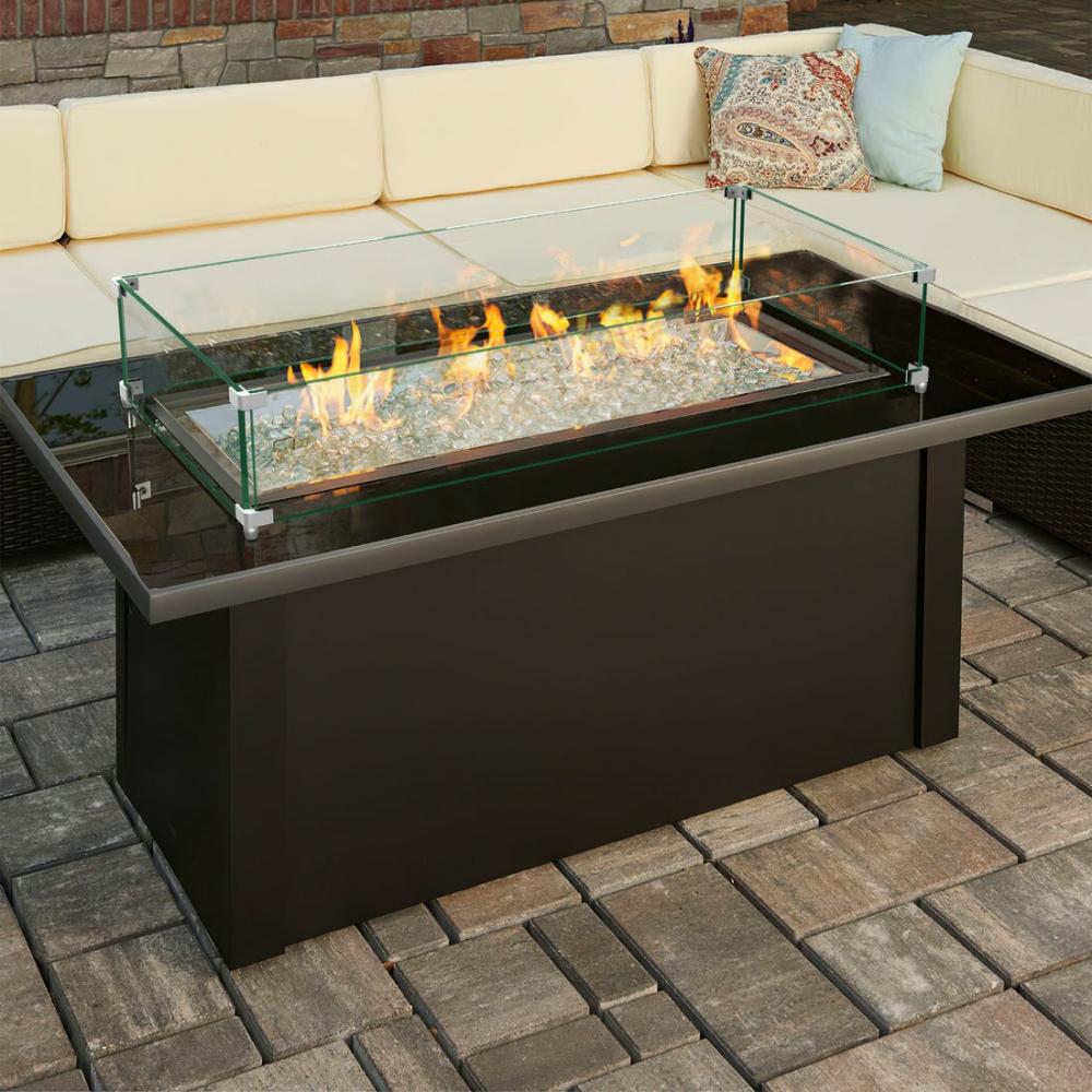 36″ Rectangular Glass Fire Pit Flame Protector