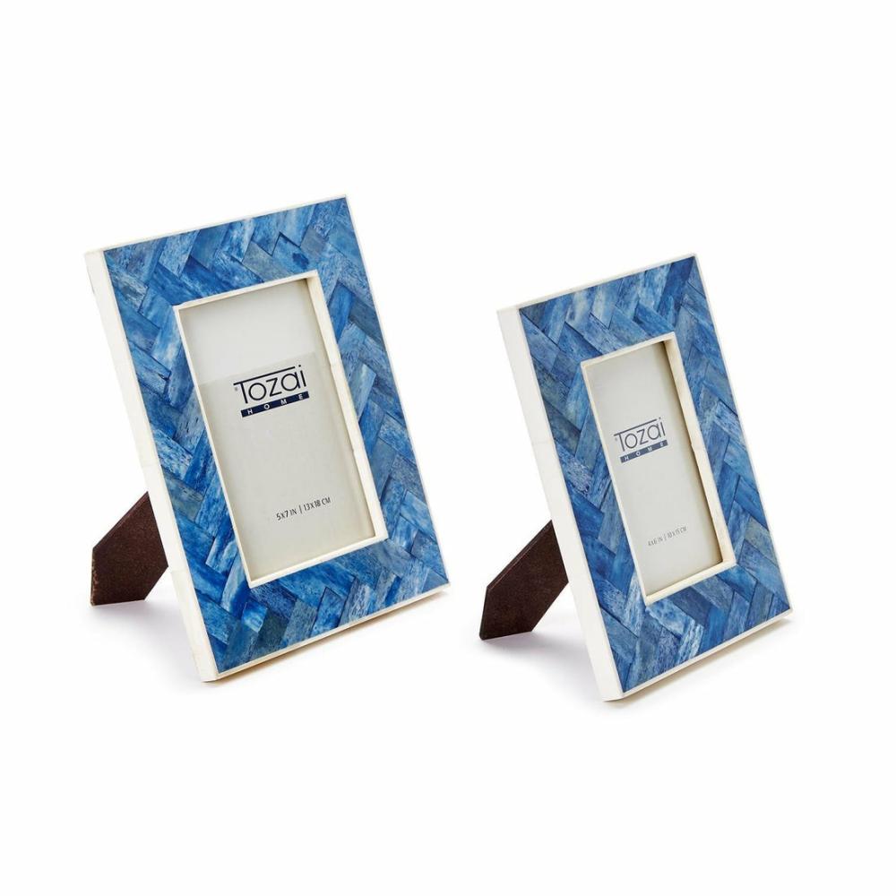 Blue Chevron Photo Frame Set Of 6