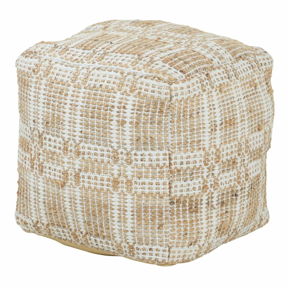 Casia Hemp & Cotton Pouf, Grid