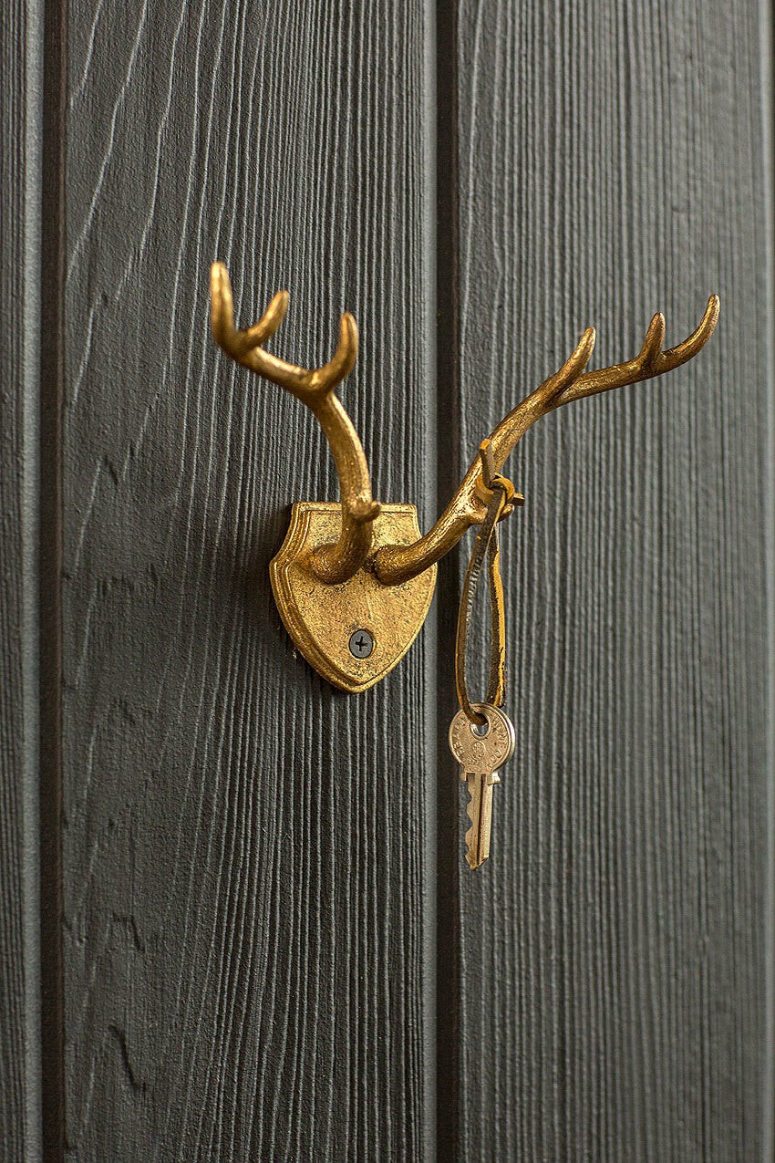 Cast Iron Gold Leaf Antler Hook – Set Of 2