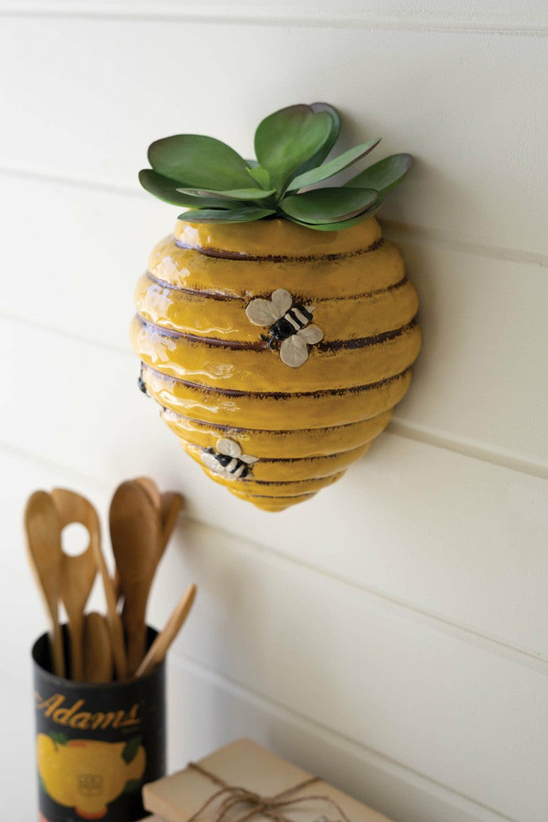 Ceramic Bee Hive Wall Planter (Min 2)