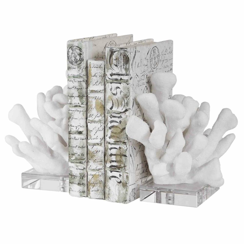 Charbel White Bookends,Set Of 2