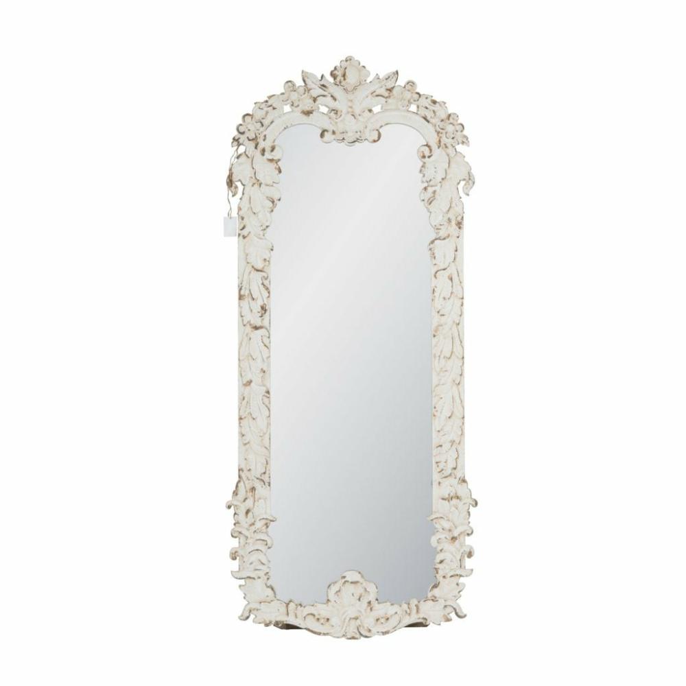 Distressed White Mirror With Durable Wood Frame