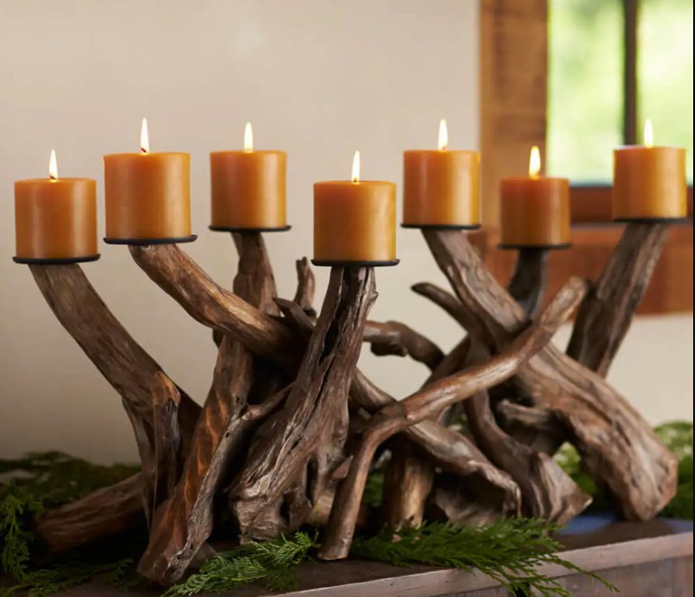 Driftwood Natural Dark Candelabra, Horizontal & Vertical