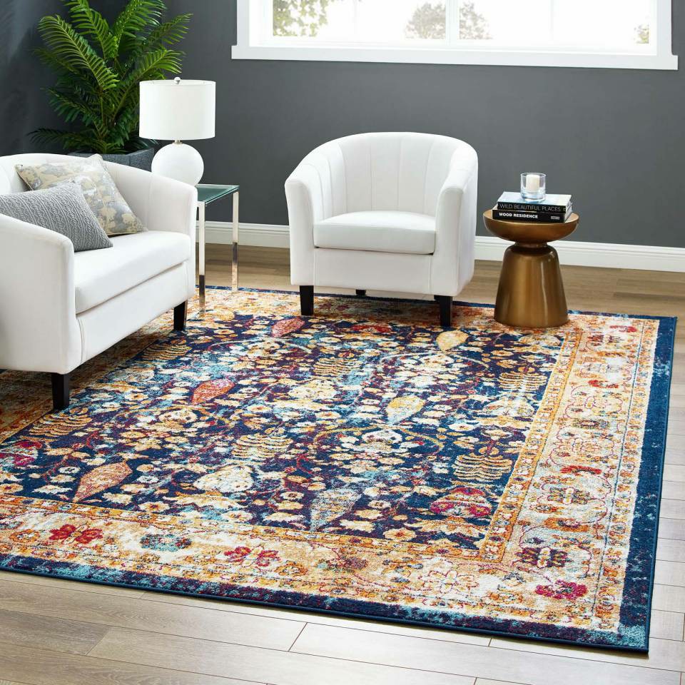 Entourage Jessa Distressed Vintage Floral Lattice 8X10 Area Rug – R-1170-810