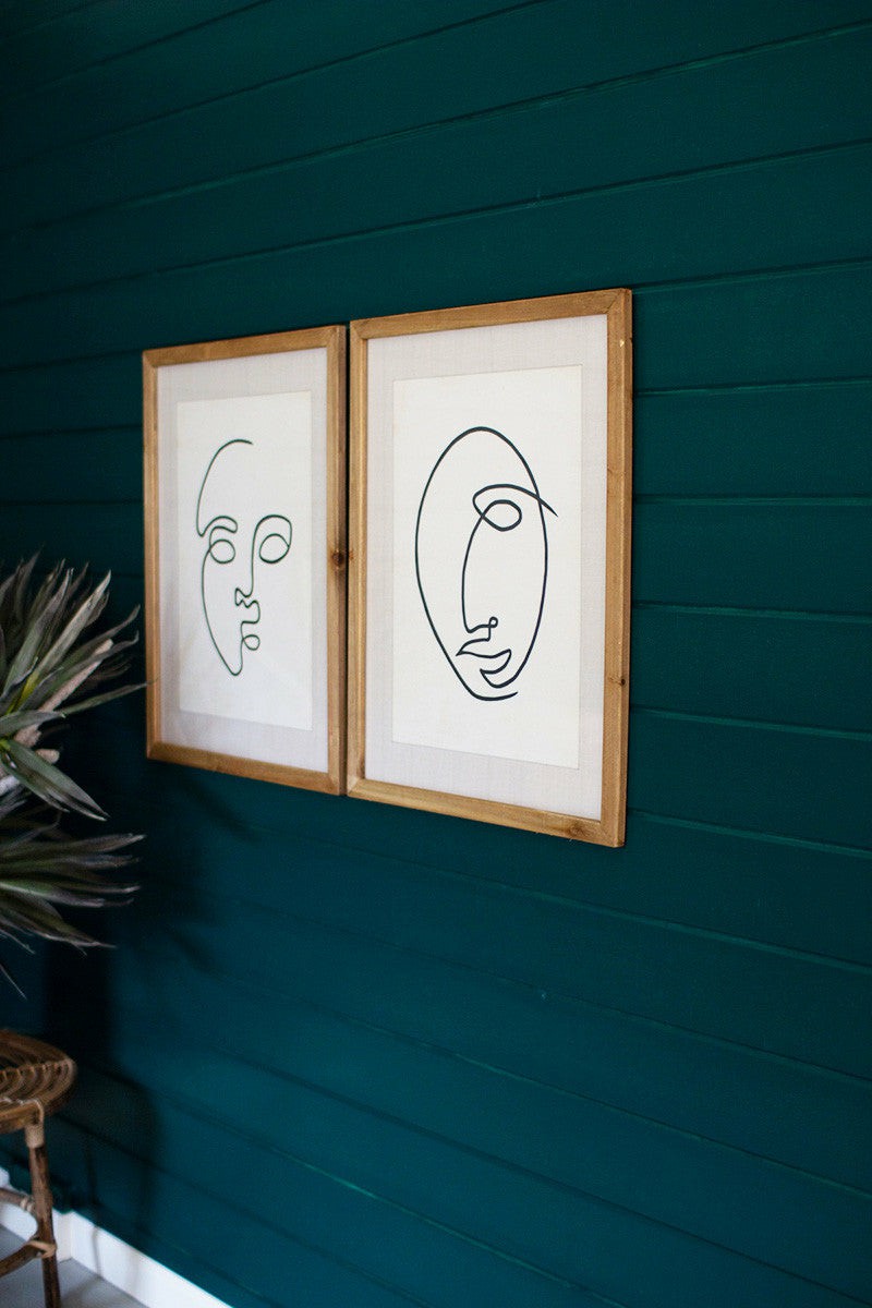 Face Prints Under Glass Set Of 2