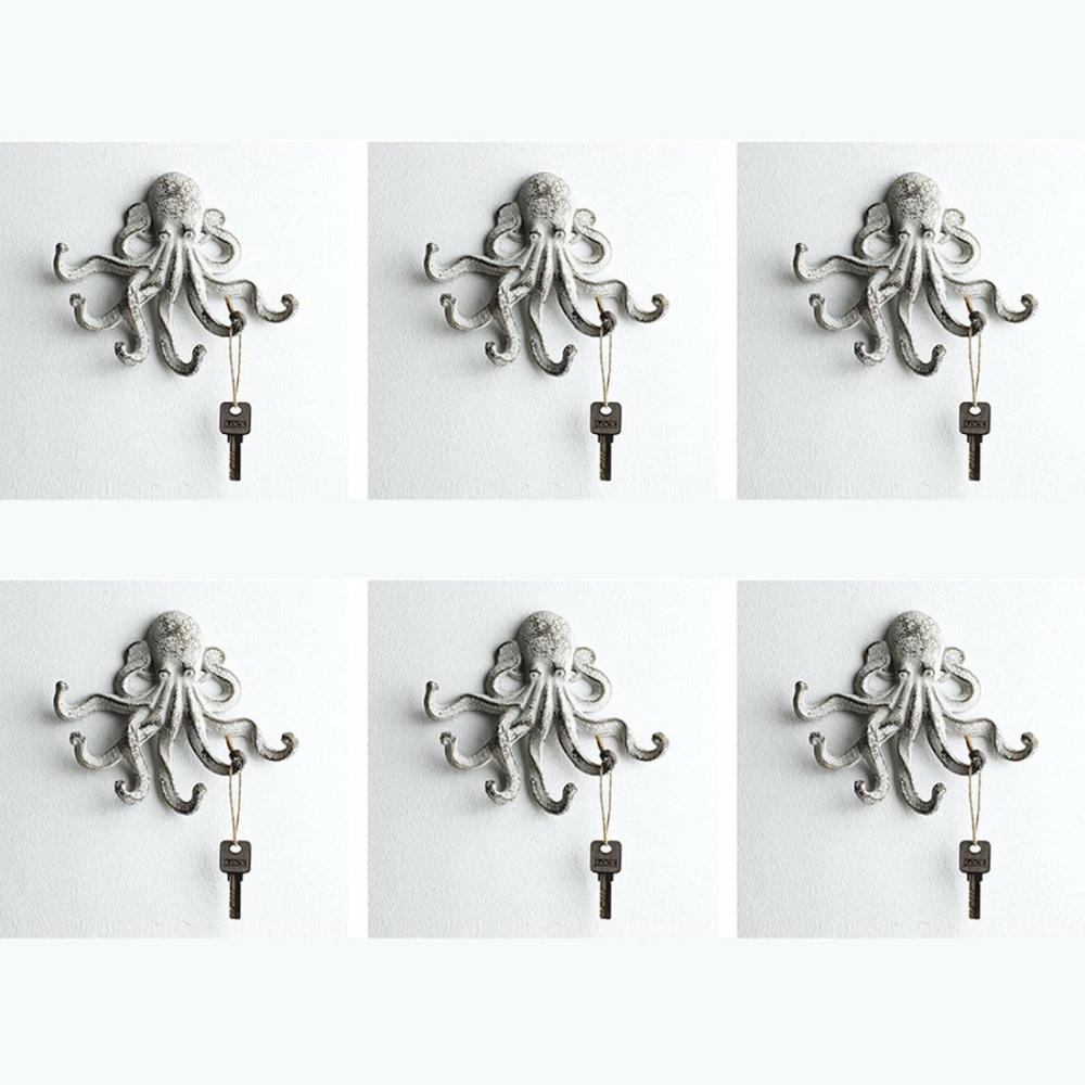 Floating Octopus Key Hooks Set Of 6