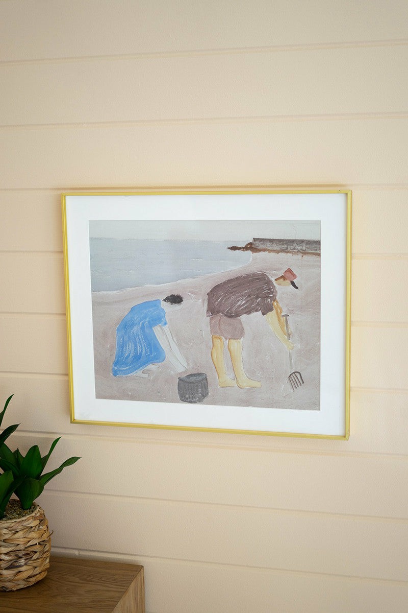 Framed Clam Digging Print Under Glass