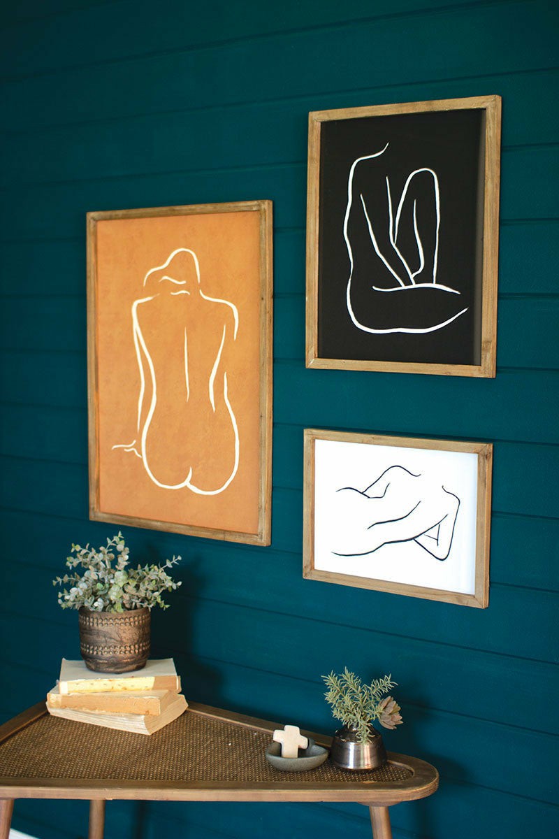 Framed Nude Prints Under Glass Set Of 3