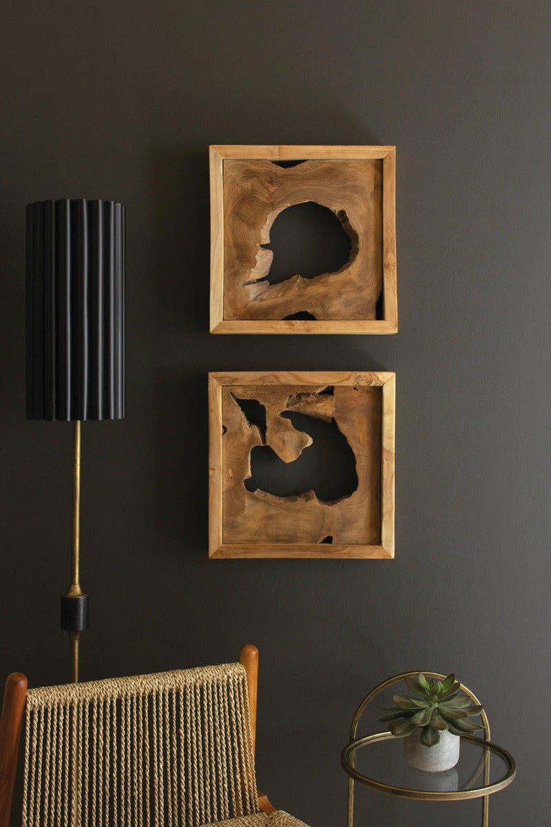 Framed Teak Wall Art Set Of 2