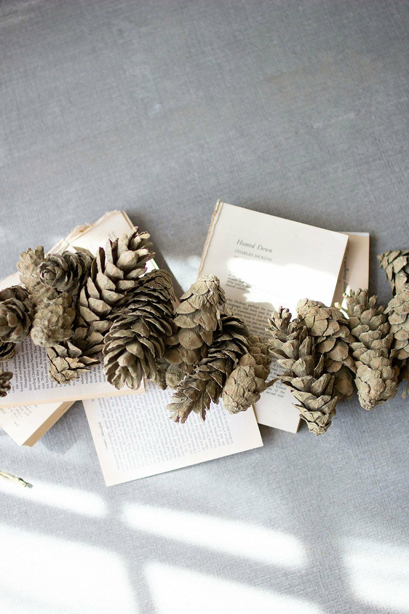 Frosted Sage Pinecone Garland – S/6