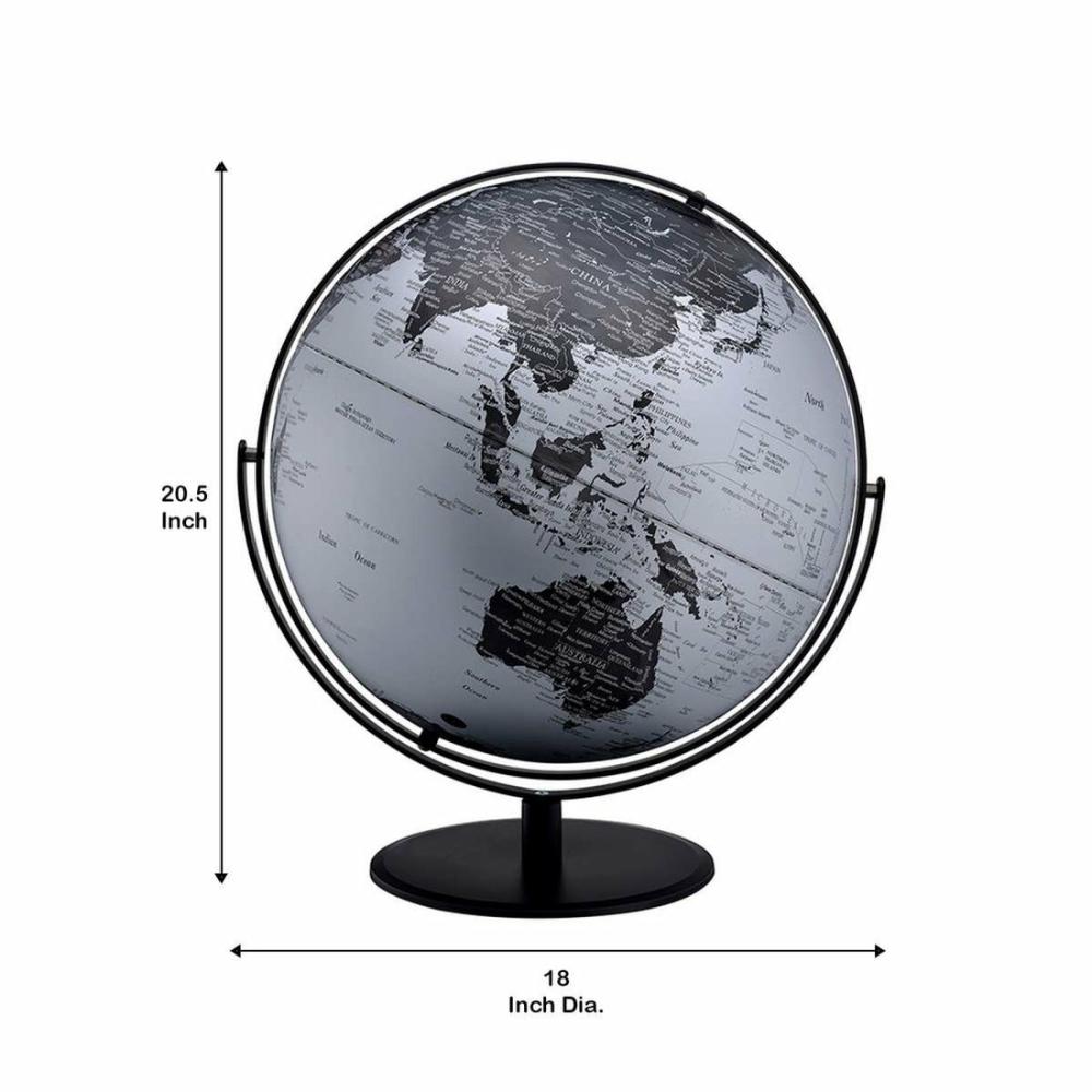 Globe With Inbuilt Led, Black And Gray