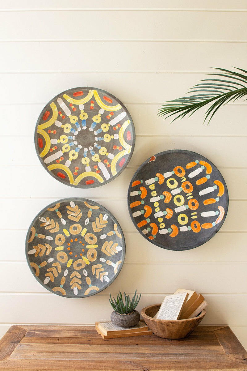 Hand-Painted Ceramic Platter Wall Art Set Of 3