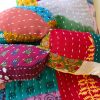 Kantha Hand Peace Sign Pillow