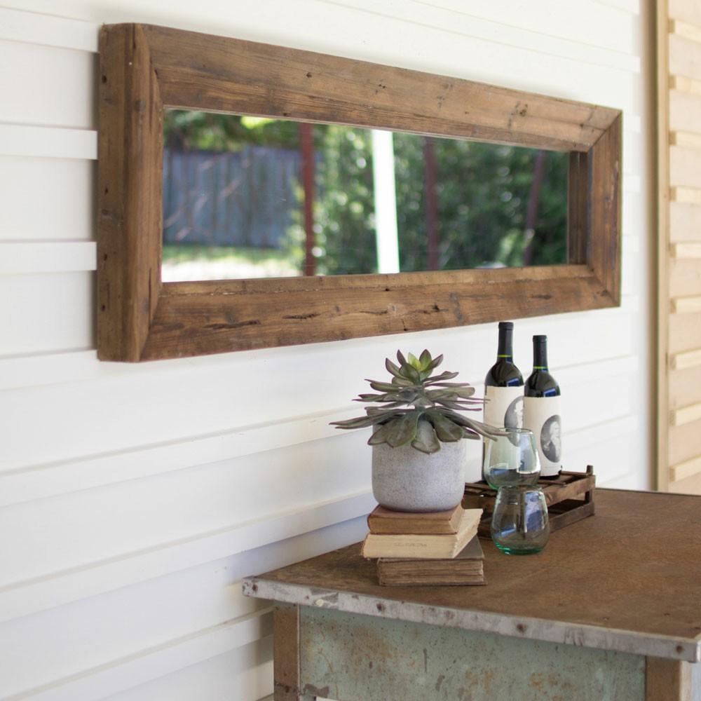 Long Rectangle Mirror With Recycled Wood Frame