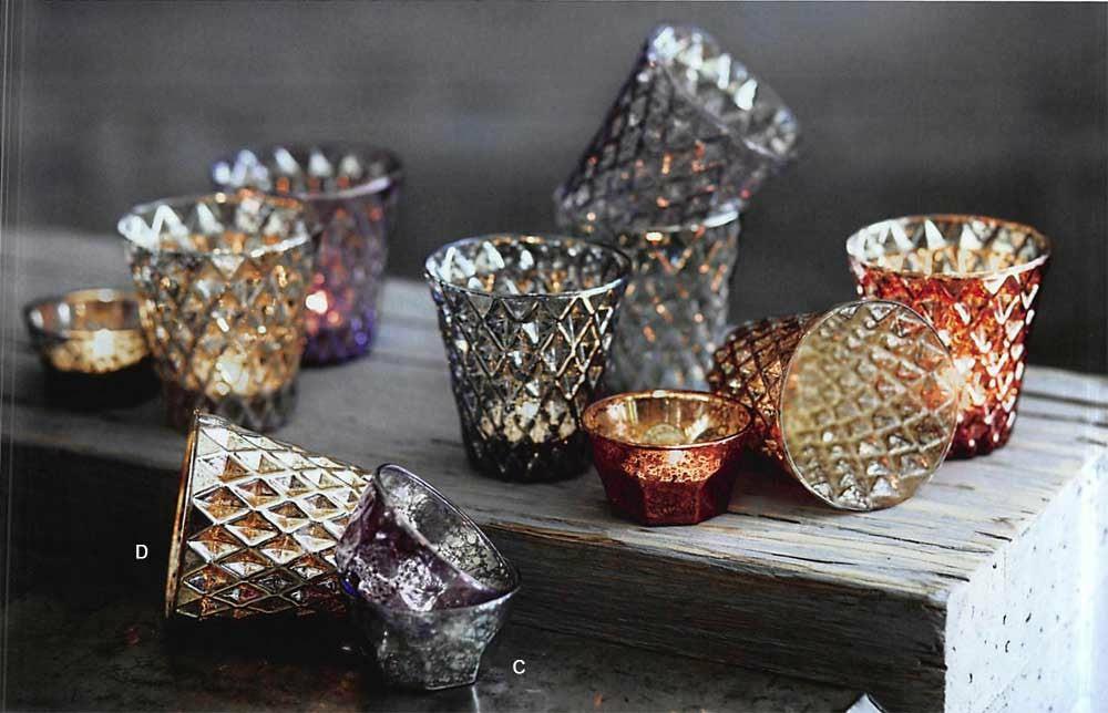 Mercury Glass Arlequin Tealight & Votive Holders – Set Of 16