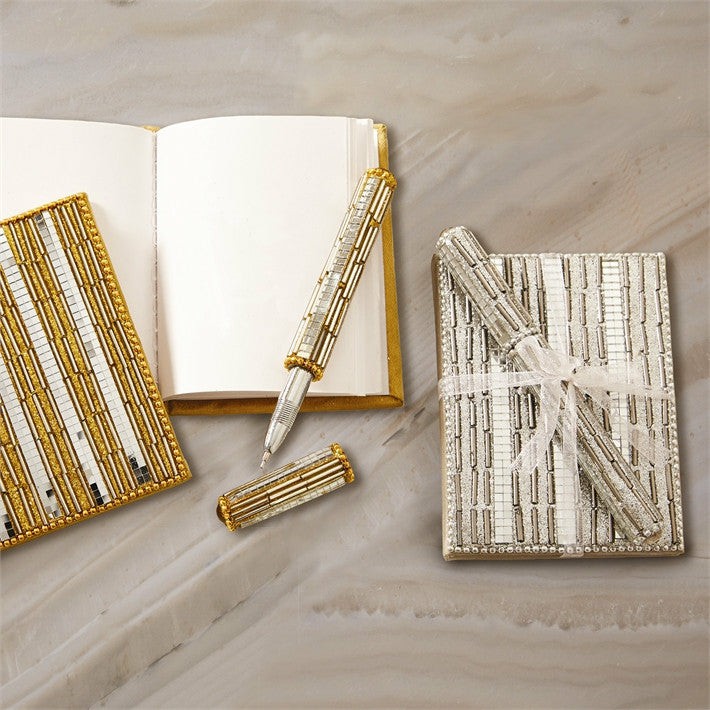 Metallic Mini Notebook W/ Pen Set Of 12