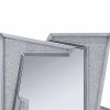 Mirrored Wooden Frame Accent Wall Decor With Four L Shaped Borders, Silver