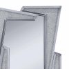 Mirrored Wooden Frame Accent Wall Decor With Four L Shaped Borders, Silver