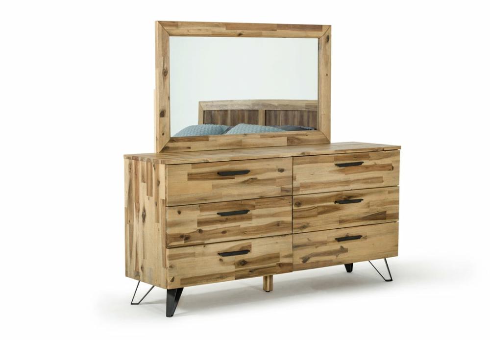 Modrest Sala Modern Light Wood Dresser & Mirror Set