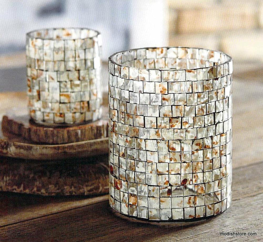 Morocccan Mosaic Glass Hurricane & Votive Holder