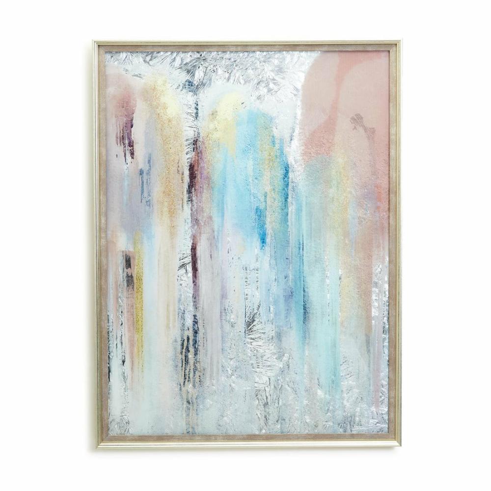 Pink And Blue Abstract Reverse Glass Painted Wall Art Set Of 2