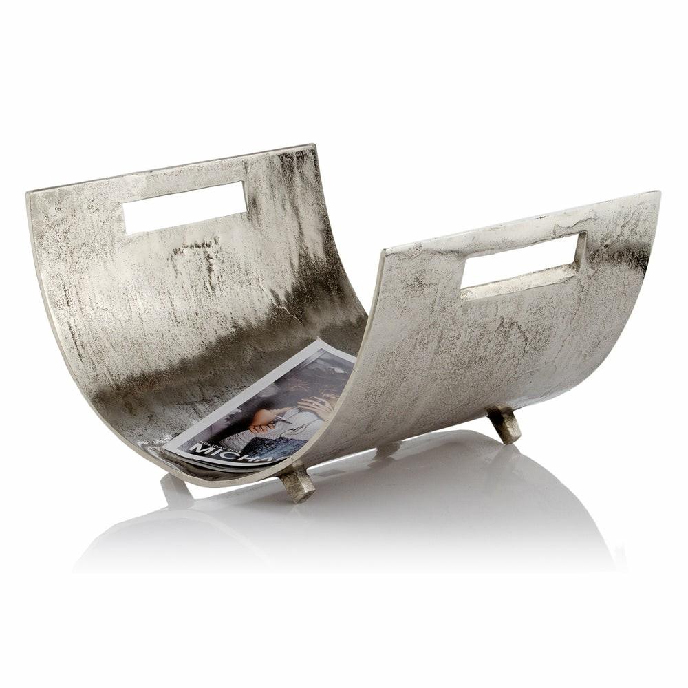 Raw Silver Magazine Basket