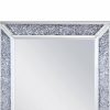 Rectangular Faux Crystal Inlaid Mirrored Walldecor With Wooden Backing, Clear