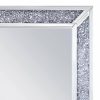 Rectangular Faux Crystal Inlaid Mirrored Walldecor With Wooden Backing, Clear