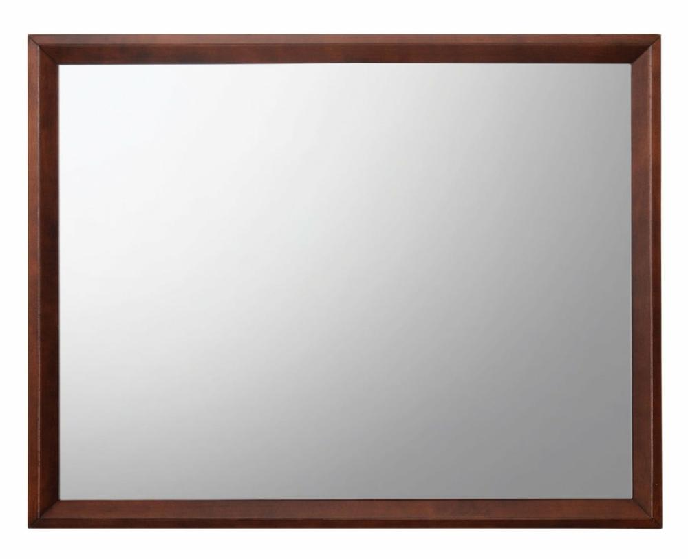 Rectangular Shape Wooden Frame With Mirror Encasing, Brown And Silver