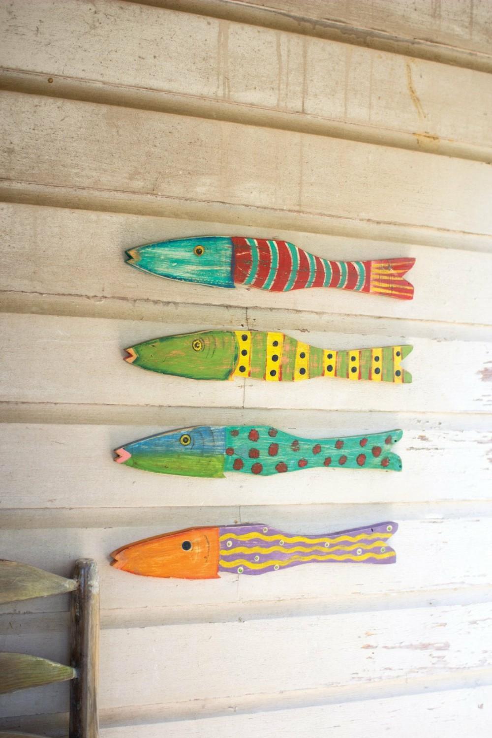 Recycled Wood Antique Fish – Set Of 4