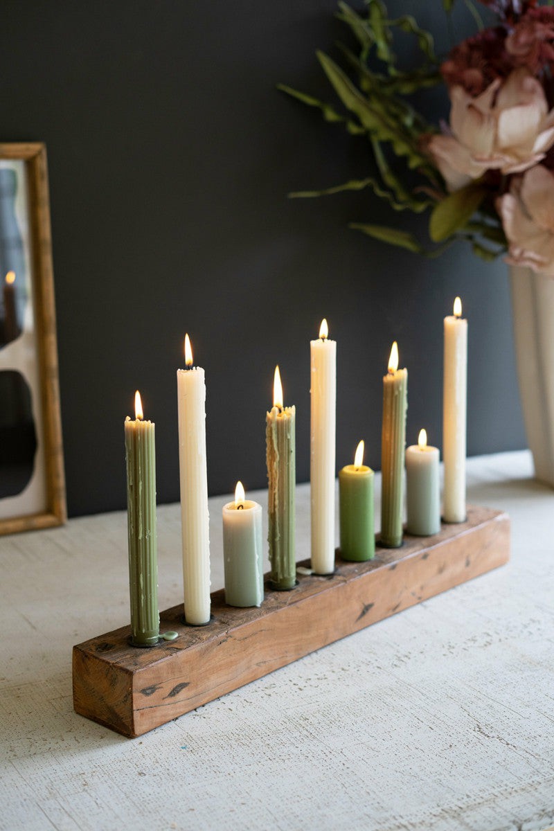 Recycled Wood Nine Taper Candelabra (Min 2)