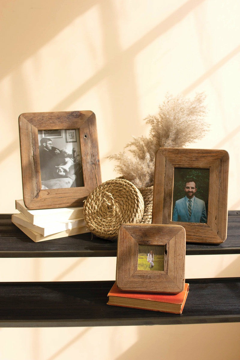 Recycled Wood Photo Frames Set Of 3