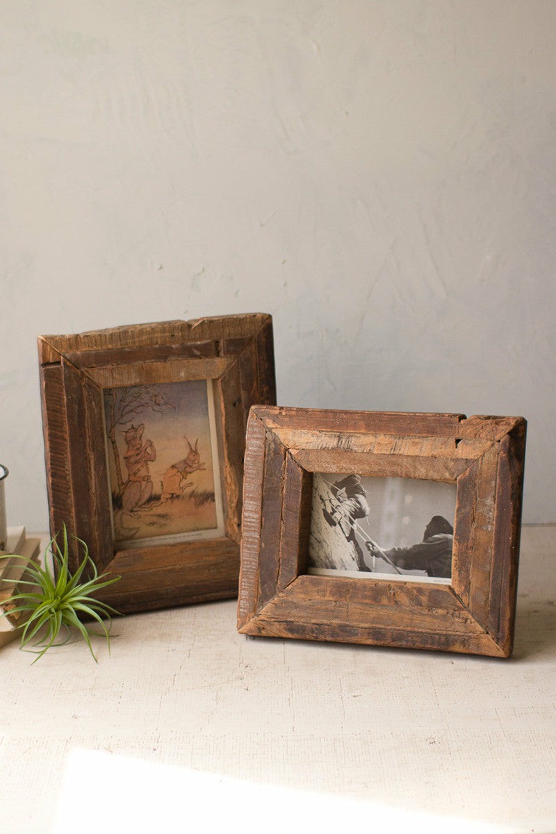 Recycled Wooden Photo Frames Set Of 2