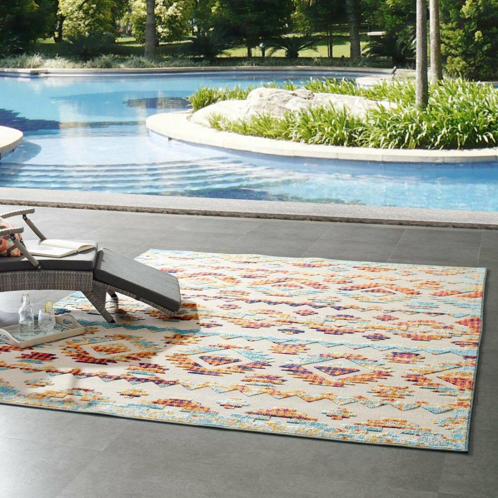 Reflect Takara Distressed Contemporary Abstract Diamond Moroccan Trellis 8X10 Indoor And Outdoor Area Rug Multicolored – R-1180-810