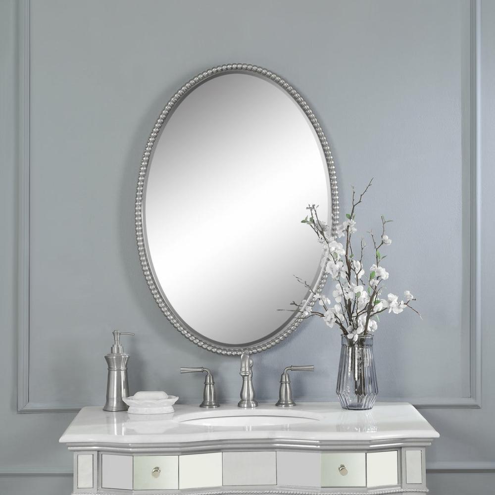 Sherise Brushed Nickel Oval Mirror