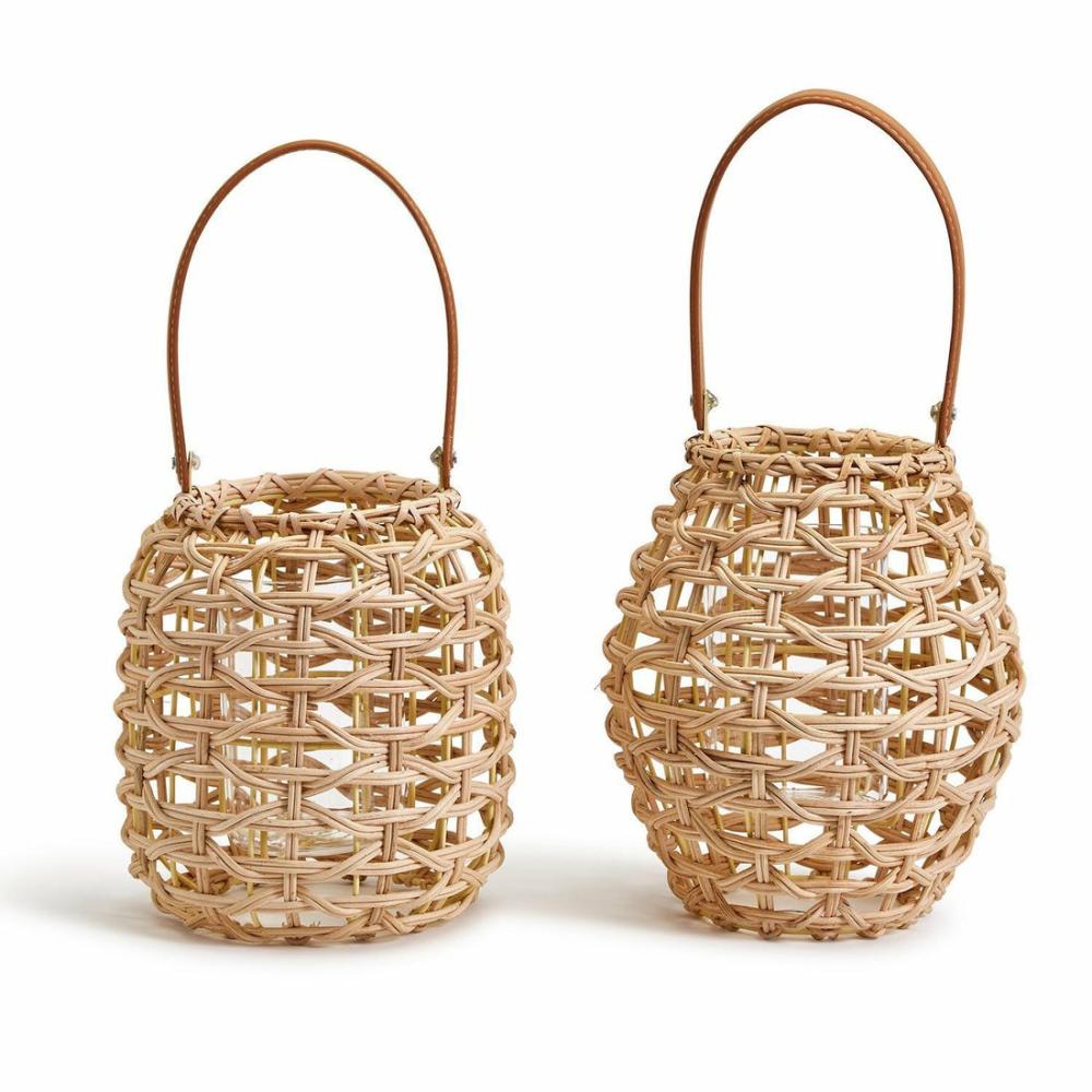 Small Rattan Lantern Asst 2 Shapes Set Of 12