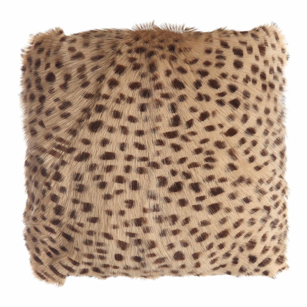 Spotted Goat Fur Pouf Cream