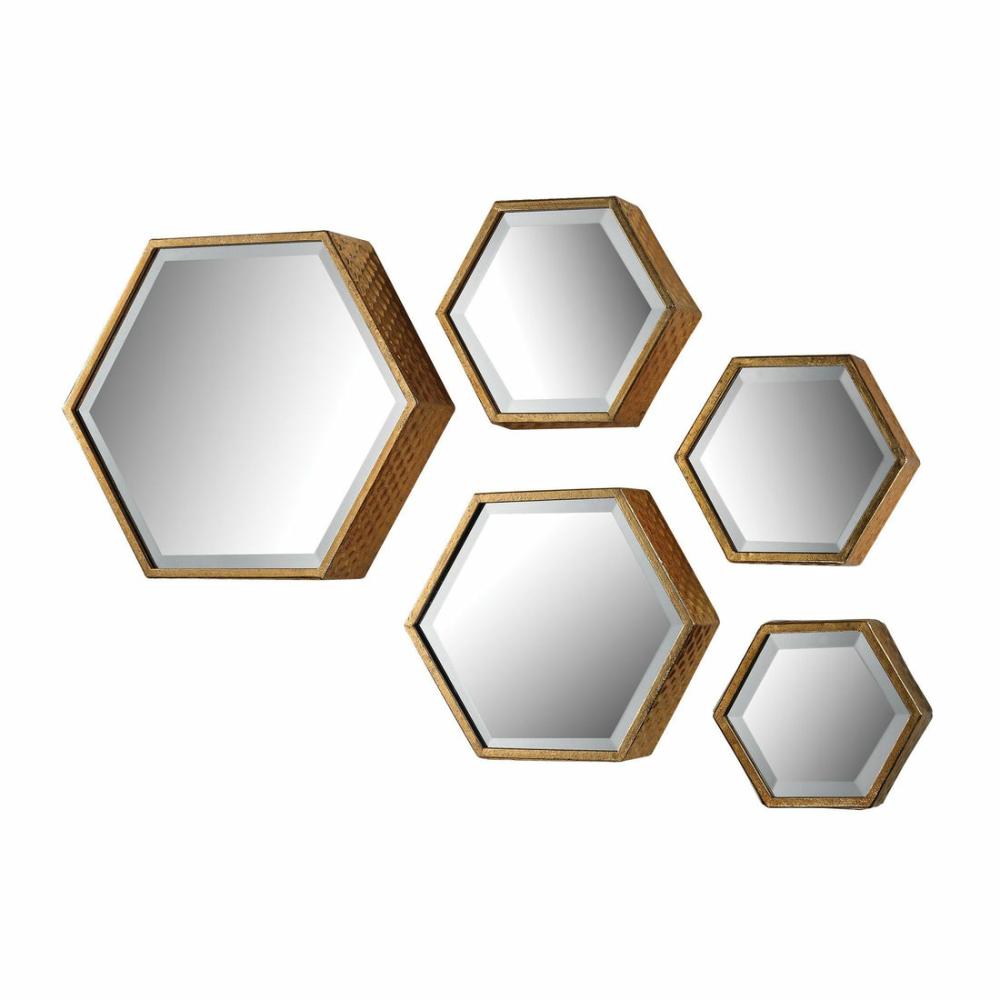 Sterling Industries Hexagonal Beveled Mirror – Set Of 5