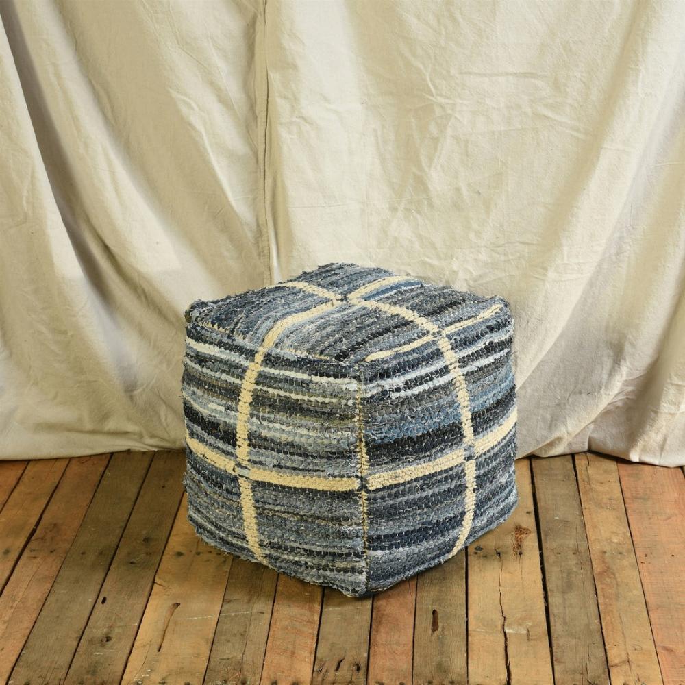 Strauss Pouf – Square – Grid Pattern