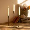 Three Tiered Antique Brass Taper Candelabra