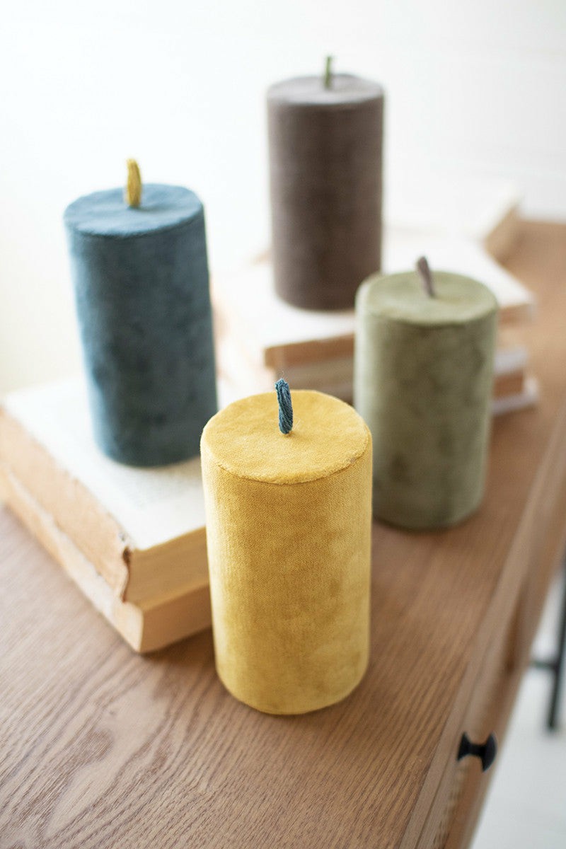 Velvet Faux Candles Set Of 4