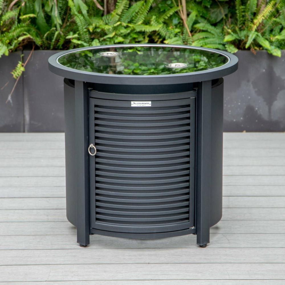 Walbrooke Black Patio Round Tank Holder With Slats Design