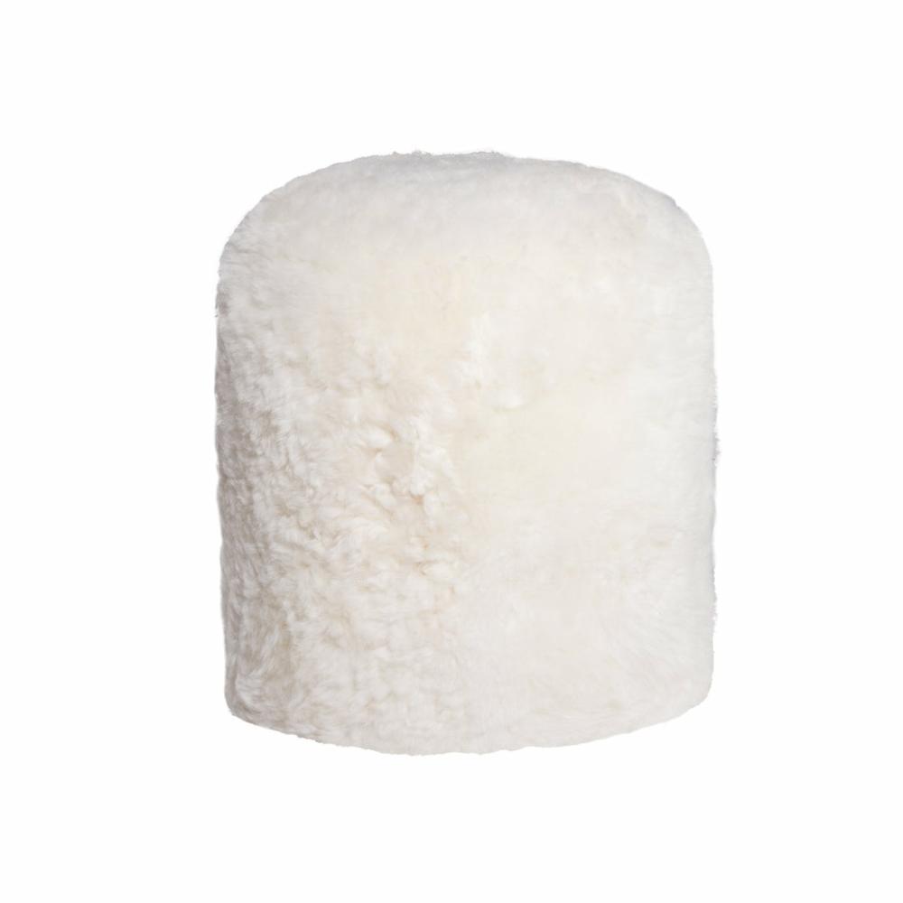 White Short-Hair Sheepskin – Stump Pouf