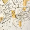 Wire Cube Sculpture W/ Gilded Wood Blocks